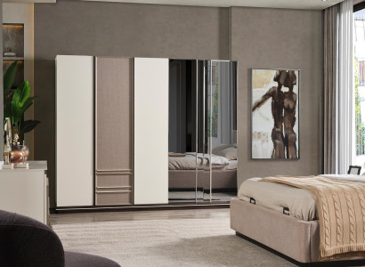 Schlafzimmer Set Bett 2x Nachttische Kleiderschrank Luxus neu 4tlg